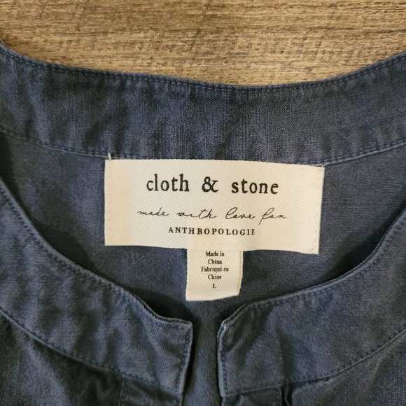CLOTH & STONE | Anthropologie Long Sleeve Frayed Hem Blouse | Sz. L - Picture 3 of 5